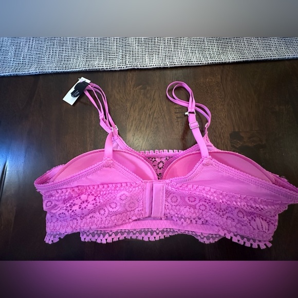 Aerie Real Power Wireless push up bra Joy lace Hot Pink 34A NWT romantic fairy - Picture 5 of 5